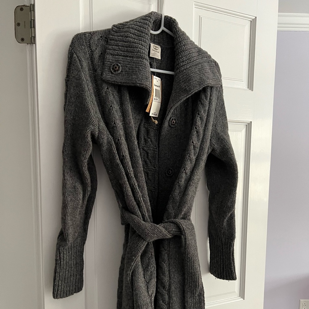 Timberland Gray Cable Knit Cardigan Sweater